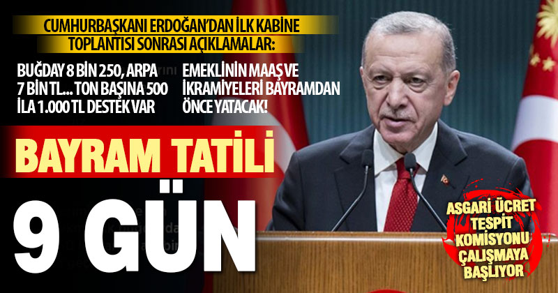 Cumhurbaşkanı Erdoğan’dan hububat fiyatı ve bayram tatili açıklaması