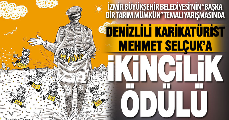Denizlili karikatürist Mehmet Selçuk’a İzmir’den ikincilik ödülü