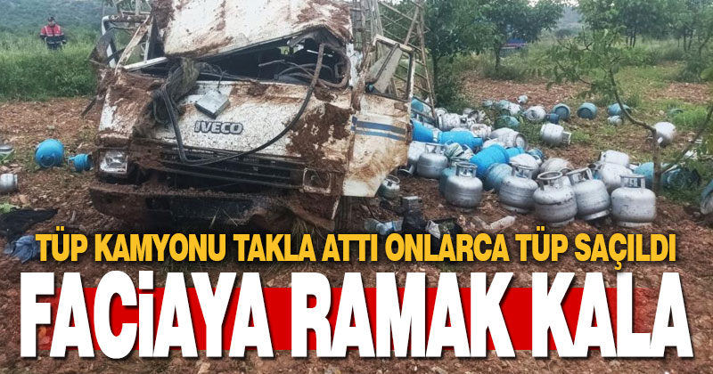 Tüp yüklü kamyonet takla attı; 2 yaralı