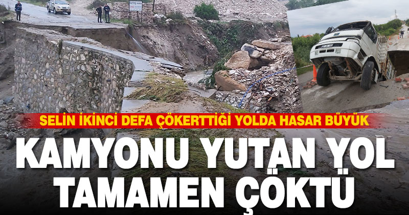 Selin ikinci defa çökerttiği yolda hasar büyük