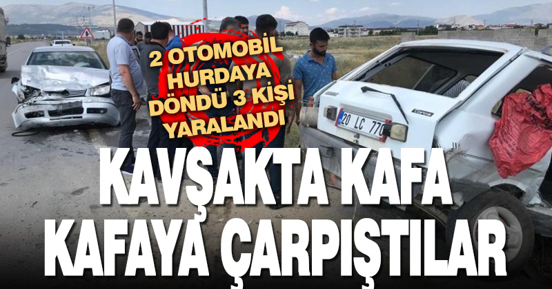 Otomobillerin kavşakta çarpıştığı kazada 3 kişi yaralandı