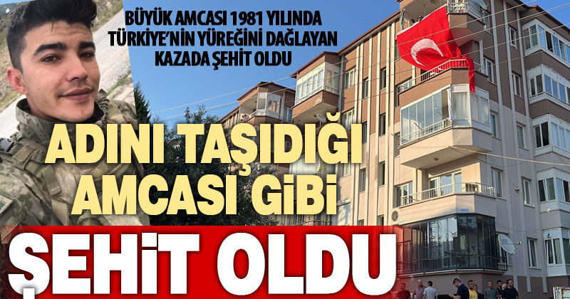 Şehit olan büyük amcasının ismini taşıyan Kemal Özek, 42 yıl sonra şehit düştü