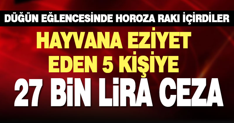 Horoza alkol içirip eziyet eden 5 kişiye 27 bin lira ceza kesildi