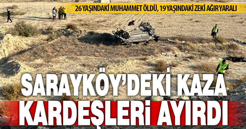 Yoldan çıkıp takla atan otomobildeki iki kardeşten biri öldü