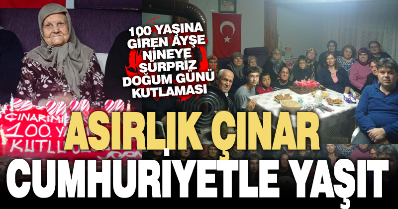 100. yaşına giren yaşlı kadına, torunlarından sürpriz doğum günü
