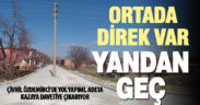 Yeni düzenlenen yolun ortasındaki elektrik direği tehlike oluşturuyor