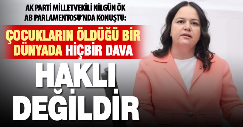 Ak Parti Milletvekili Ök AB Parlamentosu’nda konuştu: Çocukların öldüğü bir dünyada hiçbir dava haklı değildir