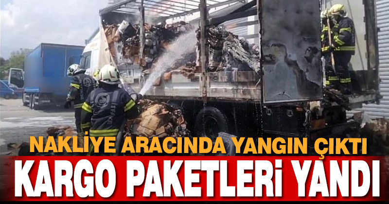Dağıtılmayı bekleyen kargolar yangında kül oldu