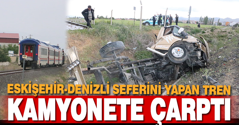 Hemzemin geçitten geçmeye çalışan kamyonete tren çarptı
