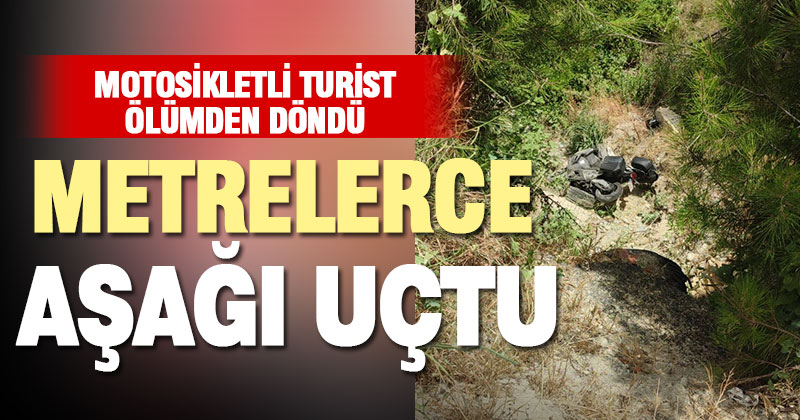 Motosikletin direksiyon hakimiyetini kaybeden turist sürücü yaralandı