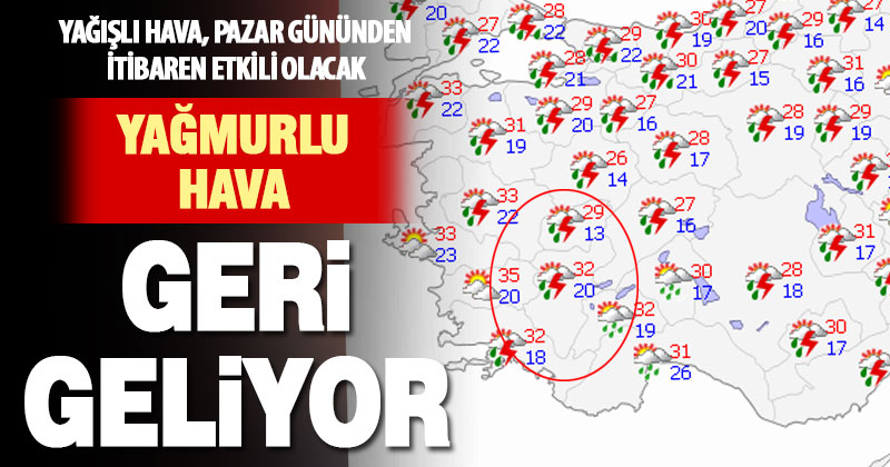Denizli’de yağmurlu hava pazar ve pazartesi etkili olacak