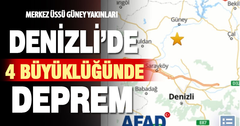 Denizli’de 4 büyüklüğünde deprem meydana geldi