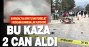 Beyağaç’ta 2 kişinin öldüğü sepetli motosiklet minibüs çarpışmasını kameralar kaydetti