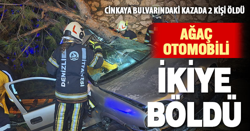 Cinkaya Bulvarında ağaca çarpan otomobilde 2 kişi öldü