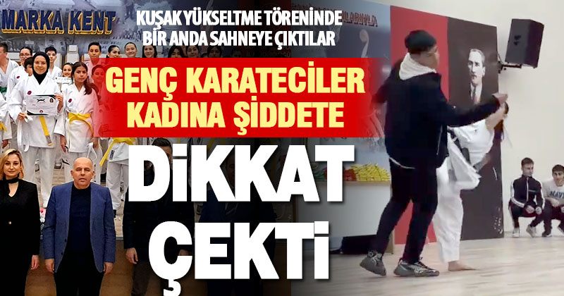 Genç karateciler, kadına şiddete gösteri ile dikkat çekti