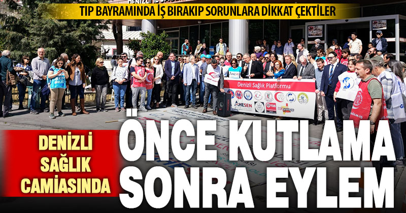 Sağlık çalışanları, kutlamanın ardından eylem yaptı