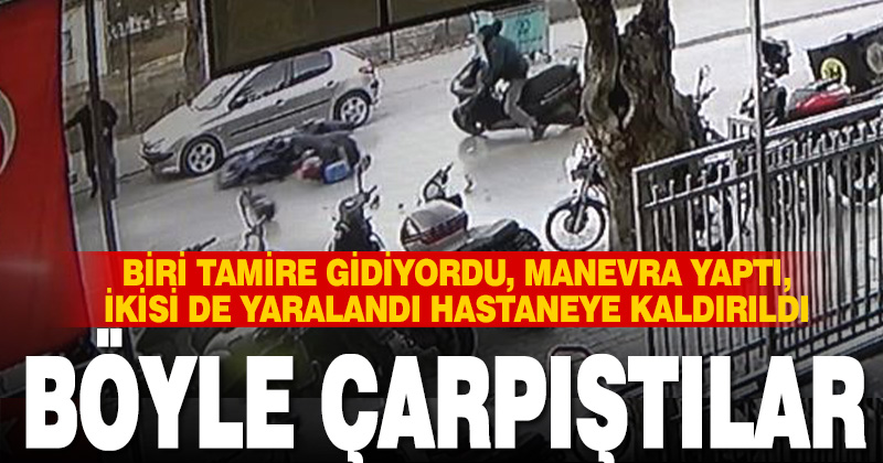 Tamire giden motosiklete başka bir motosikletin çarpıştığı kaza kamerada