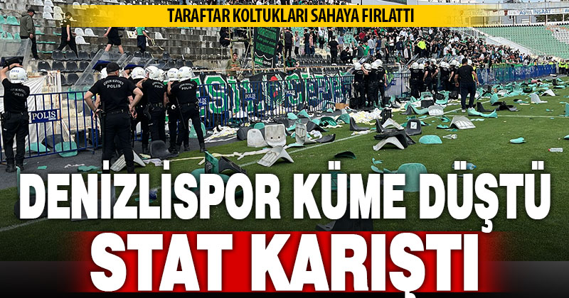 Denizlispor’un amatör kümeye düştüğü maç sonrası stat karıştı