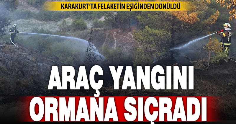 Araç yangınıyla başlayan orman yangını kısa sürede söndürüldü
