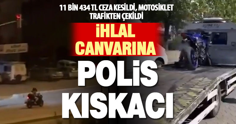 Abartılı egzozlu motosiklet trafikten men edildi, para cezası kesildi