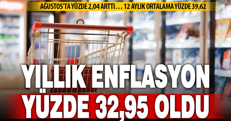 Yıllık enflasyon Ağustos ayında yüzde 32,95 oldu